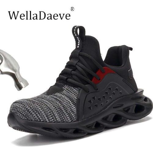 Men And Women Steel Toe Cap Safety Shoes Light Breathable Outdoor Construction Sneakers Anti-smashing Puncture Proof Work Boots