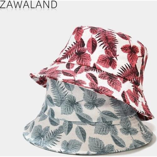 Zawaland New Leaves Pattern Fisherman Hats Women Spring and Summer Outdoor Casual Sun Visor Caps Wide Brim Print Bucket Hats Men