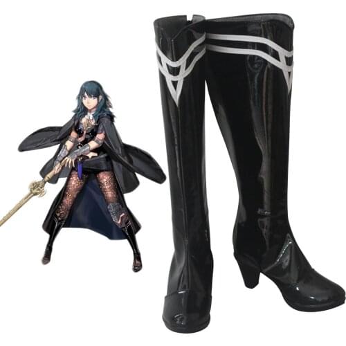 Anime Fire Emblem Three Houses Female Byleth Cosplay Boots Black Shoes High Heel Leather Boots Custom Made for Halloween Costume