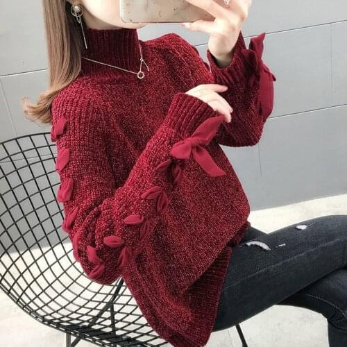 Women Turtleneck Pullovers Female High Quality Jumper Fall Knitted Clothes Ladies Loose Sweater Streetwear Street Outerwear H438
