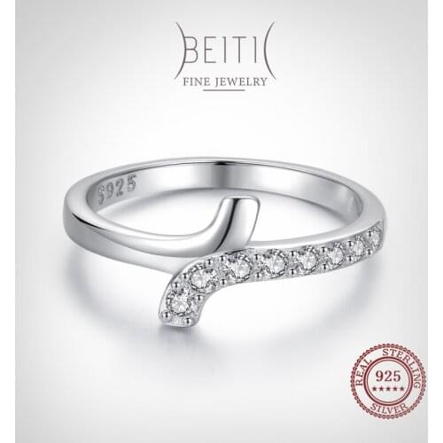 Beitil Simple Staggered Line Fashion 925 Sterling Silver Cz Finger Ring For Women Minimalist Fine Jewelry 2021 New Style