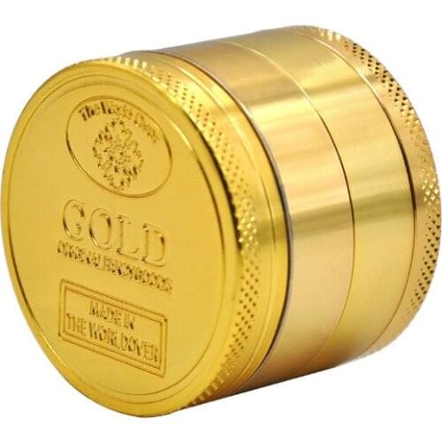 Gold coin golden zinc alloy cigarette grinder 50mm 4-layer metal tobacco grinder