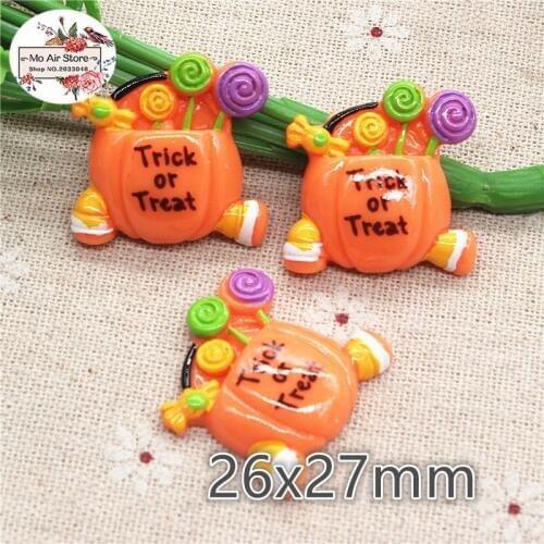 10pcs Resin halloween pumpkin car flat back Cabochon Art Supply Decoration Charm hair bow center 26x27mm