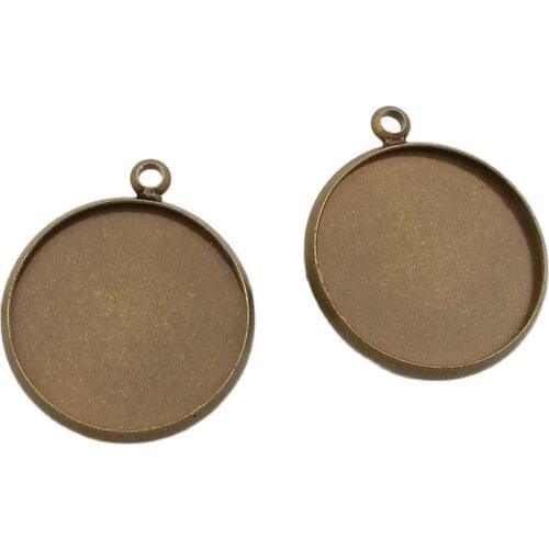100pcs 10/12/14/16/18/20mm Copper Antique Bronze Blank Pendant Cameo Cabochon Jewelry Base Setting Accessories Finding