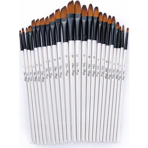 12pcs/Set Drawings Nails Acrylic Brush Wooden Handle Nail Art Brush for Gradient Manicure Sticks Learning Diy Oil Manicure Tools