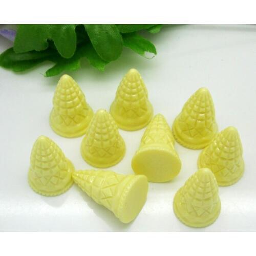 20Pcs Resin Yellow Cone-shaped cookies Decoration Crafts Flatback Cabochon Scrapbooking Fit Hair Clips Embellishments Beads Diy