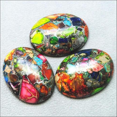 1PCFree Shipping Natural colorful jasperr stone Gem Stones oval shape Cabochon CABS No hole 30x40mm Jewelry Making best selling