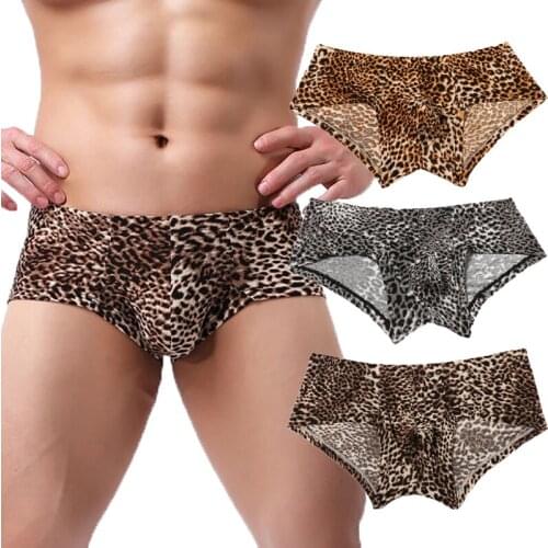 3PCS/Lots Leopard Underwear Sexy Bugle Pouch Boxer Shorts Cucea Gay Panties Boxershorts Slip Homme Underpants Bikini Plus Size