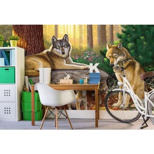 Customized 3d wallpaper 3d wall murals wallpaper mural Cute cartoon stone forest children room background wall pack animals wall