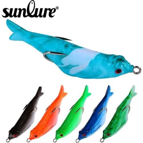 Sunlure 6 Pcs Silicone JIG Hook Bait Hook 6 Colors Whopper Soft 10cm/14cm Bait Fishing Lure 3D Eyes Artificial Bait Set