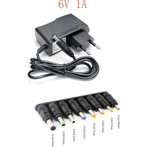 6V 1A AC/DC Adapter Power Supply 220V to 6v With 8pcs Universal DC Power Supply Adapter Connector Plug