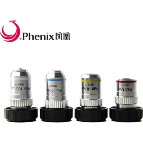 Phenix 195mm Plan Achromatic Objective Lens 4X 10X 40X 100X for Biological Medical Science