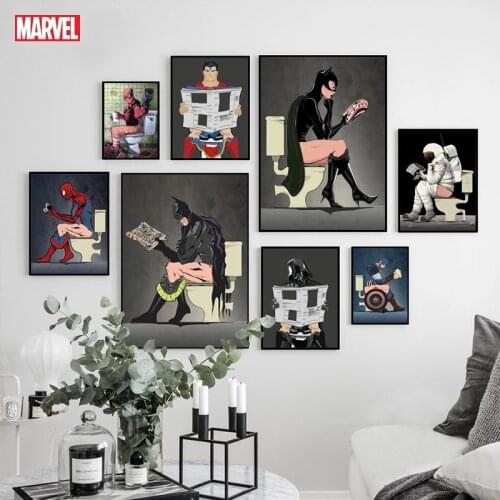 Marvel Diamond Painting Anime Comic Nordic Suprehero In The Toilet Paintings Home Decor Poster Room Decoration