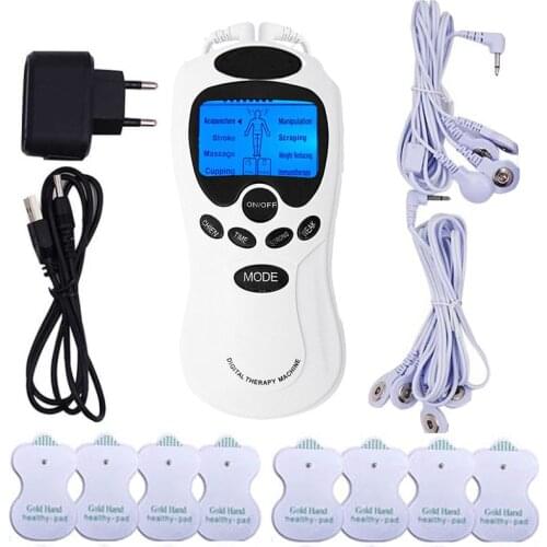 English Keys Herald Tens Acupuncture Body Neck Massager Back Digital Therapy Machine 8 Pads For Back Neck Foot Leg Health Care