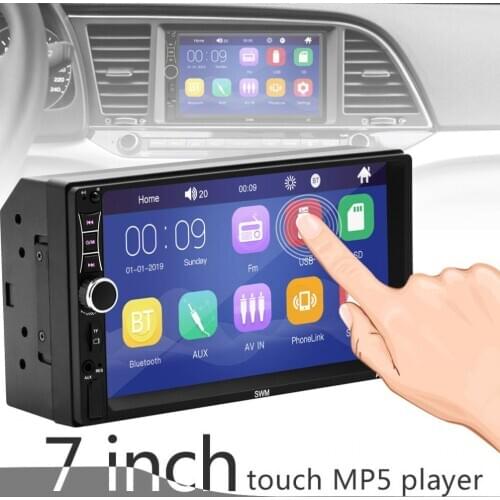 Car Video Players 2 DIN 7 Inch HD Capacitive Touch Screen Bluetooth Car Stereo FM Radio MP5 Audio Player Support Mirror Link