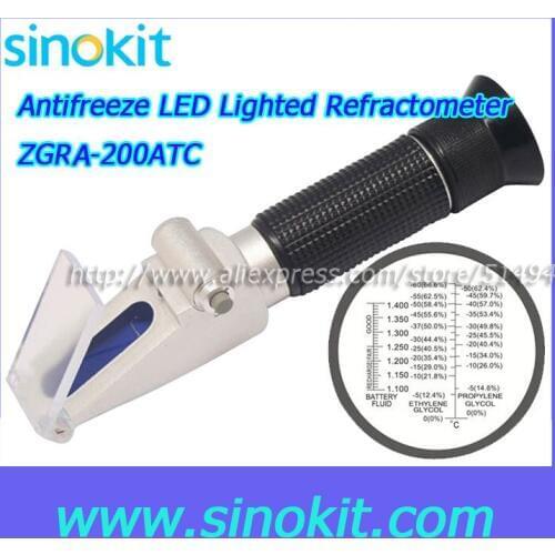 Free Shipping Ethylene Glycol Built-in LED Light Refractometer ZGRA-200ATC