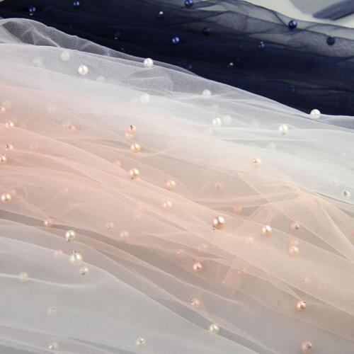 Free shipping Pearls beads mesh pearl net wedding dress veil skirts gauze fabrics DIY background