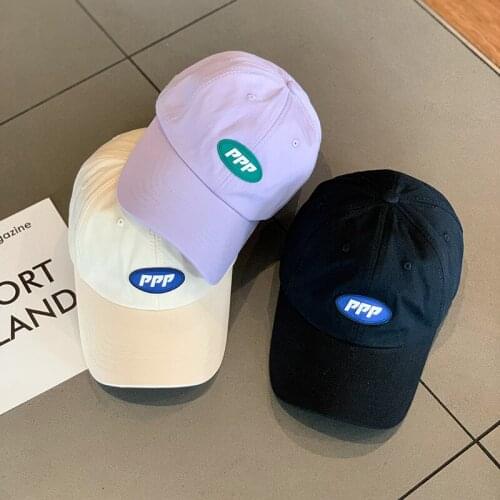 Letter Baseball Cap Womens Simple Fashion Fresh Purple Peaked Cap Adjustable Lovers Curved Brim Sunhat
