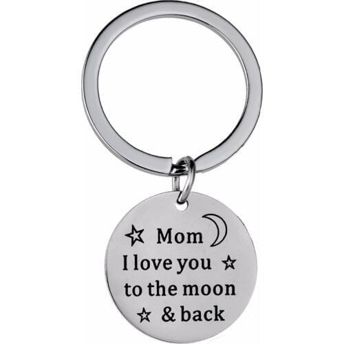 12PC/Lot Mom I Love You To The Moon & Back Stainless Steel Keychain Family Mothers Keyring Gift For Women Mommy Key Chains Rings