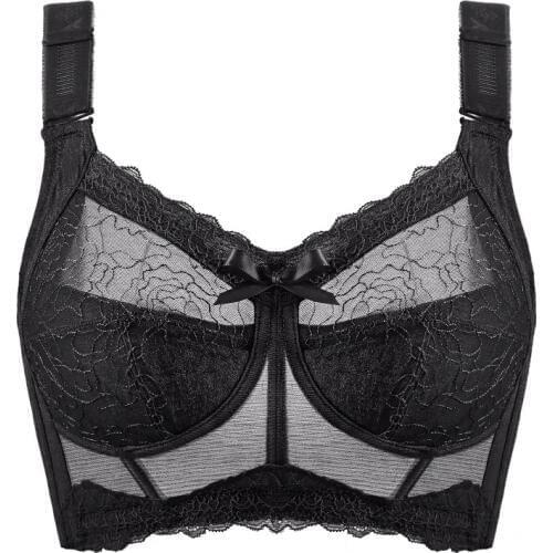 Womens Sexy Plus Size Sheer Lace Bra Non Padded Wirefree Balconette 34 36 38 40 42 44 B C D E F