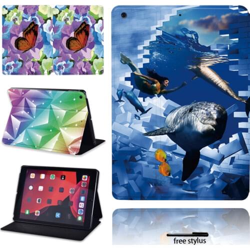 2020 Tablet Cover Case for Apple IPad 2019 7th Gen 10.2 Inch Scratch Resistant Leather Flip Stand Tablet Case(3D and Butterfly)