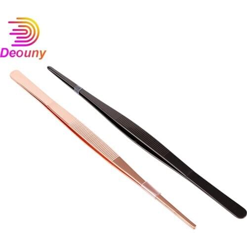 DEOUNY Cocktail Clip 30cm Bar Bartender Decoration Stainless Steel Tweezers Mint Leaf Ice Tongs Pliers Toothed Kitchen Tools