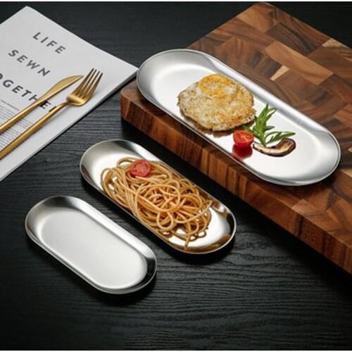 Stainless Steel Dessert Dining Plate Nordic Style Nut Cake Fruit Plate Towel Tray Snack Western Steak Kitchen Bread Plates