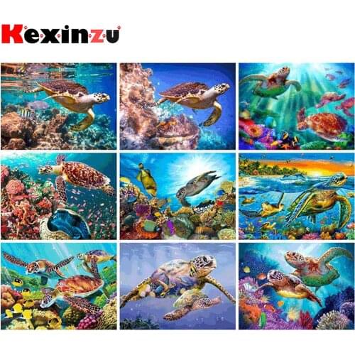 DIY 5D Diamond Mosaic Ocean Scenery Full Round Diamond Painting Sea Turtle Fish Cross Stitch Diamond Embroidery New Year Gift y4