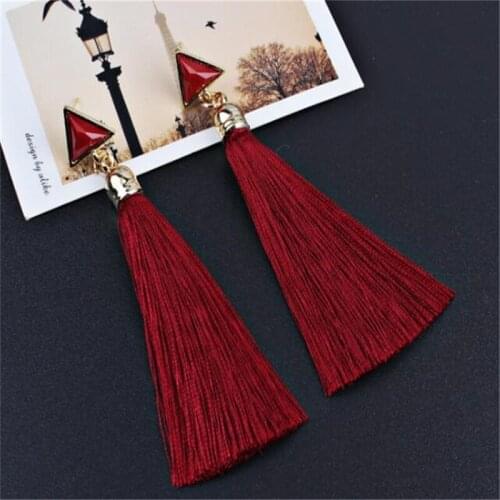 European fashion popular Bohemian earrings earring geometric triangle tassel long stud hot style accessories