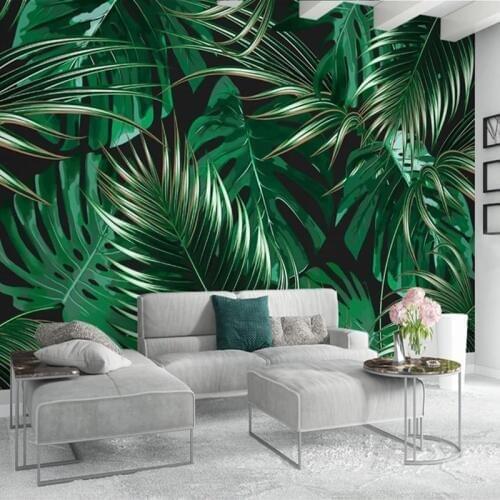 Custom Any Size Green Leaf Wall Mural Wall Papers Home Decor Living Room Bedroom Background 3D Photo Wallpaper Papel De Parede