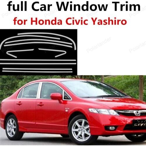 Hot sell stainless steel full car window frame decoration trim for Honda Civic Yashiro with column