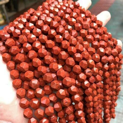 6-12mm Faceted Red Jaspers Beads Natural Stone Beads For Jewelry Making Beads Bracelets 15'' Needlework DIY Beads Trinket Gift