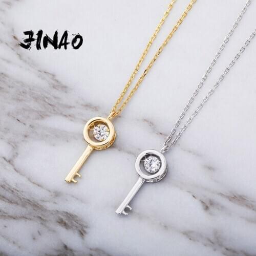 JINAO 925 sterling silver pendant key pendant iced zircon necklace woman fashion jewelry