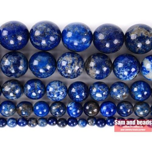 5A Grade 100% Natural Lapis Lazuli Round Loose Beads For Jewelry Making DIY Bracelets Necklace 15'' 4/6/8/10/12mm