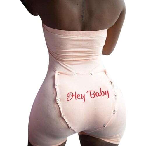 Jumpsuit Women Summer2021 Sexy One-necked Jumpsuit Tight Sport Embroidery Buttocks Open Button Homewear Bodysuits Women Clothes