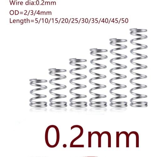 20pcs/lot 0.4mm 0.4x4mm Stainless steel compression spring wire diameter 0.4mm outer diameter 4mm length 5-50mm