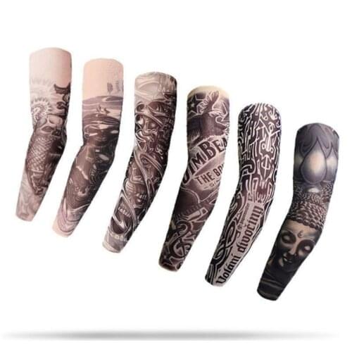 Cool Sleeves Ice Silk Tattoo Sleeves Flower Arm Men Sleeves Tattoo Icy Sleeves Seamless Female Summer Sun Protection Sleeves