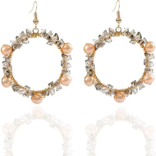 LANFLORA new Korean handmade women tassel earrings Freshwater Pearl earrings copper alloy earrings free shipping