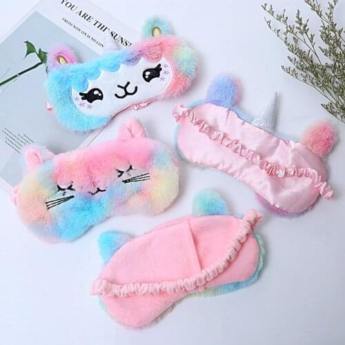 2021 New Gradient Color Unicorn Mask Cartoon Sleeping Mask Plush 3d Eye Mask To Protect Eyes Suitable For Travel Home Party Gift