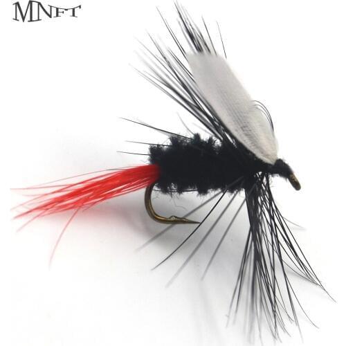 MNFT 10PCS White Winged Blackbody Fly Bait Bass Fishing NYmph Dry Hook Size 10