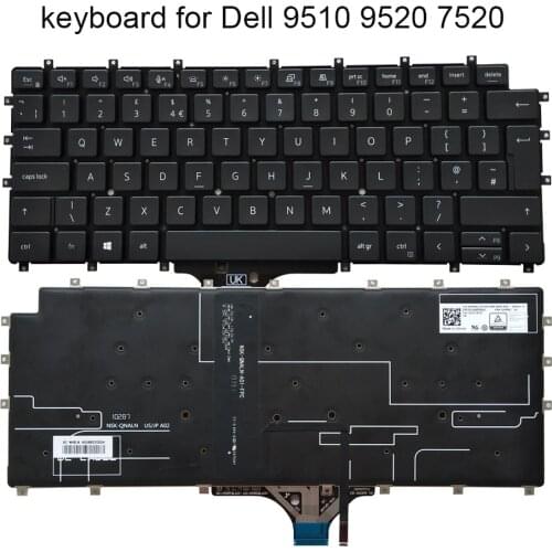 New EURO UK Backlit Keyboard for Dell Latitude 7520 9510 9520 0WP54V WP54V Notebook PC keyboards backlight GB British original