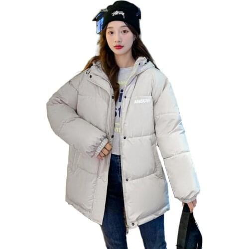 2021 new Women Winter Autumn Jacket Cotton Padded Hooded Oversized Loose Female Thick Coat Short Solid Casual Womens Parkas