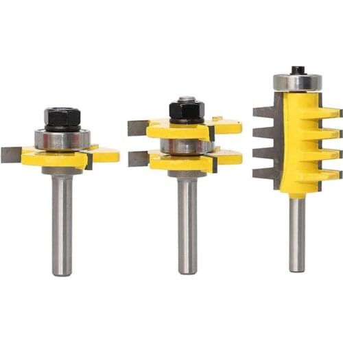 New Router Bit Set, 3Pcs 1/4-Inch Shank Tongue And Groove Router Bit And Reversible Finger Joint Router Bit,Woodworking Chisel C