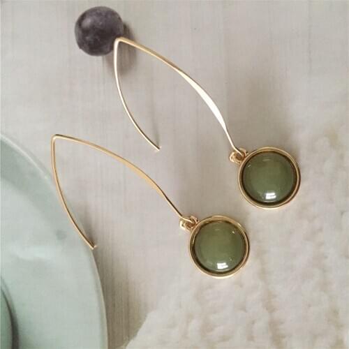 2020 New Arrivals Olive Color Stone Marble Burgundy Peach Long Drop Earring For Women Girl Bohemia Casual Trendy Jewelry