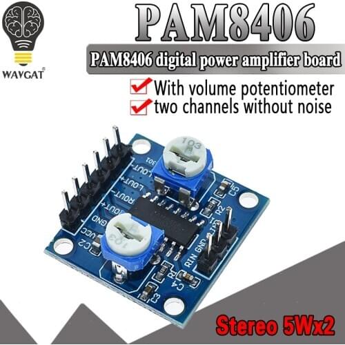 PAM8406 Digital Amplifier Board With Volume Potentiometer 5Wx2 Stereo M70