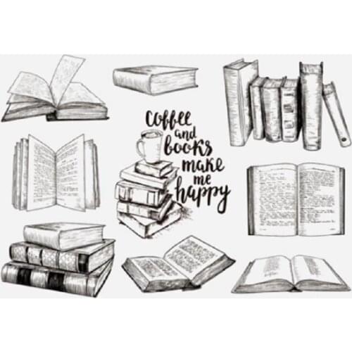 Book with coffee cup Transparent Clear Silicone Stamp Seal for DIY scrapbooking/photo album Decorative clear stamp decoration