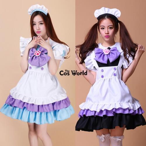 S-5XL Lolita Sweet Cat Paw Maid Apron Dress Uniform Outfit Anime Cosplay Costumes
