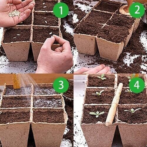 8X8cm 100PCS Peat Pots Biodegradable Eco-Friendly Organic Germination Seedling Trays Paper Pulp Planters Nursery Cup Tray