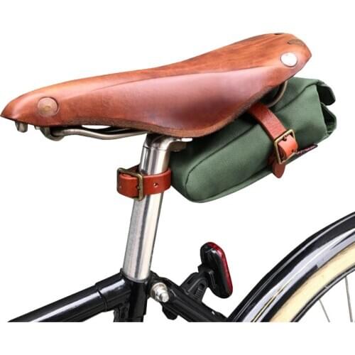 Tourbon Outdoor Vintage Canvas Bicycle Seat Tail Pouch Saddle Bag Bike Phone Case Water Repellent Cycling Accessories Green
