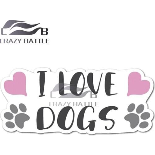 Crazy Battle 13cm x 5.8cm Dog Love Fine Decal DIY Car Stickers Waterproof Anime VAN ATV Scratch-Proof Occlusion Scratch Decor